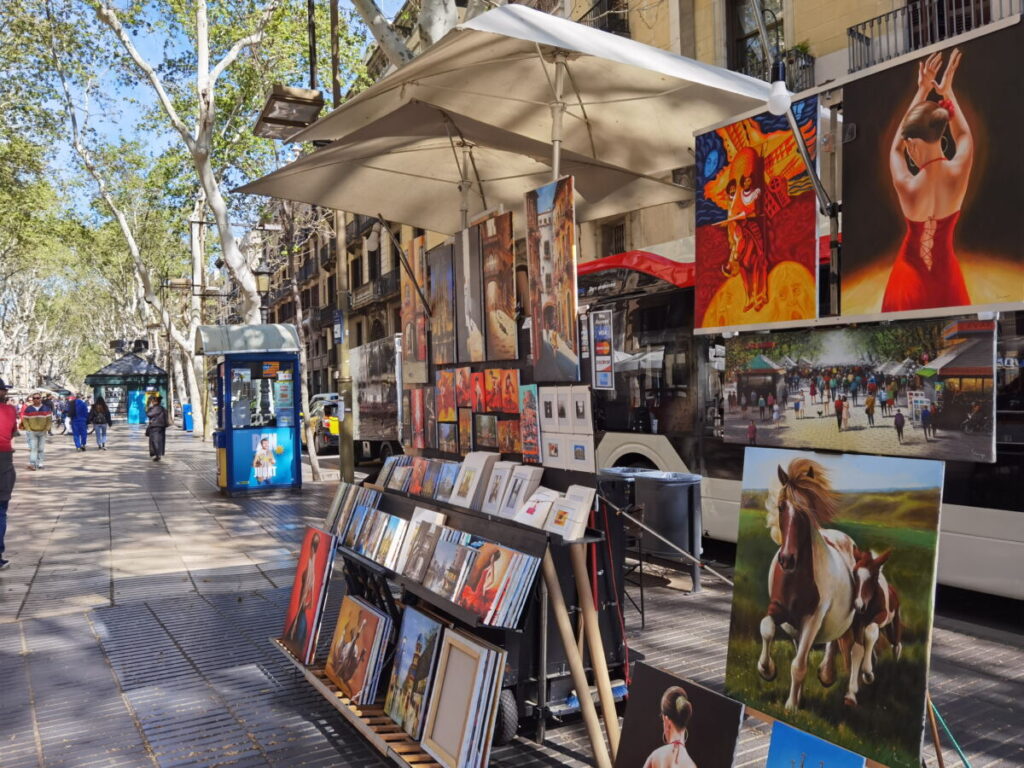 Las Ramblas Barcelona - Flaniermeile mit Verkaufsständen
